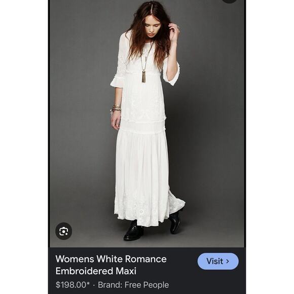 Free People Dresses & Skirts - Free People White Romance Embroidered Maxi Size S/P